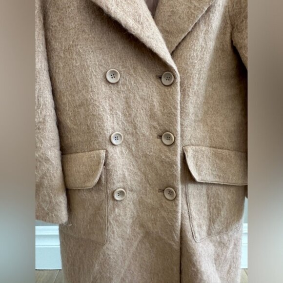ASOS Wool Mohair Blend Camel Peacoat – Size 0 (Oversized Fit) - Picture 4 of 7